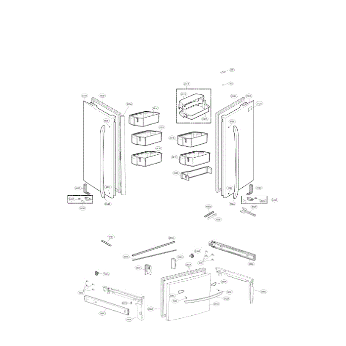 Door Diagram and Parts List for LFCS31626S 00 LG Refrigerator