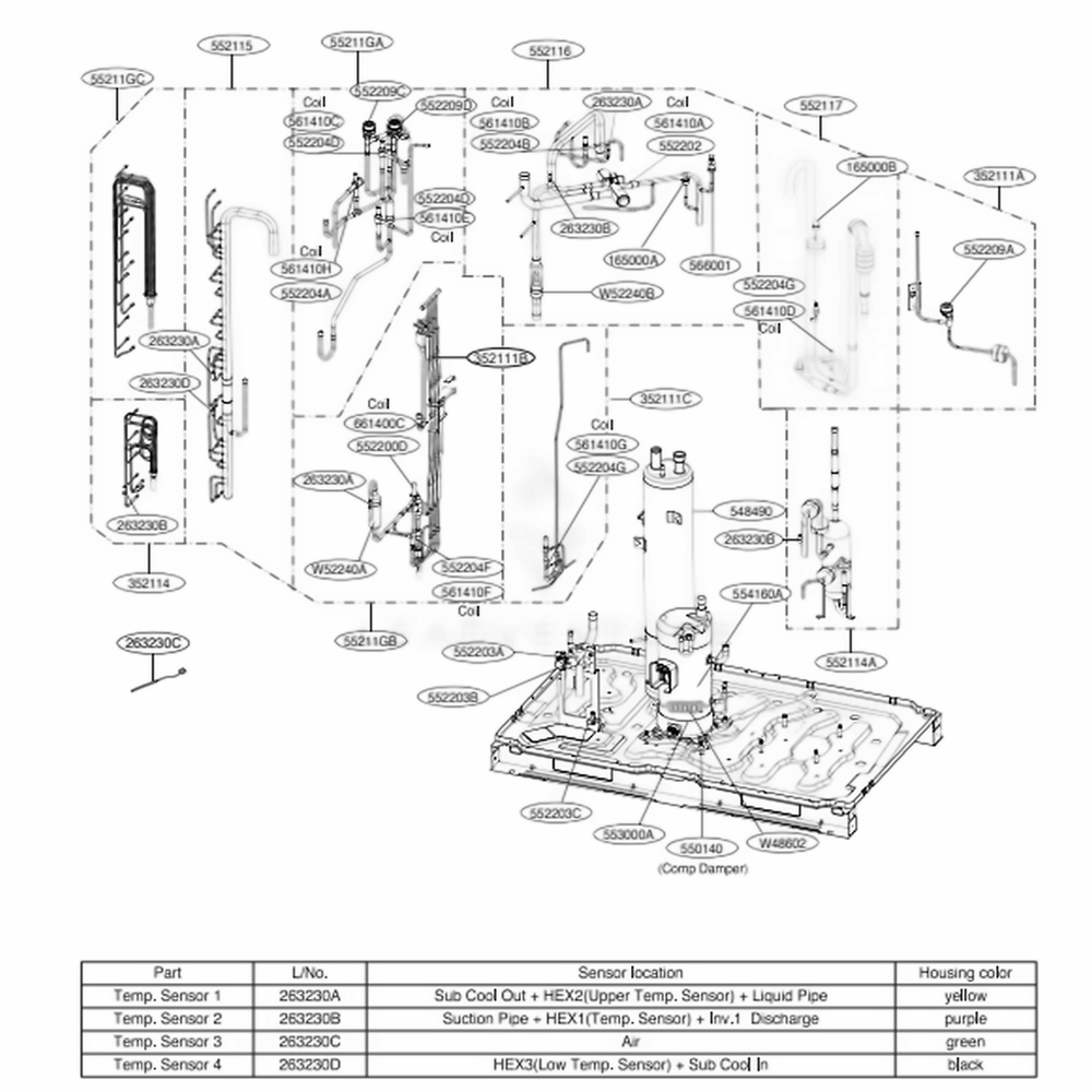 Main 3 Diagram and Parts List for ARUN121BTE4 AWGBLUS LG Air Conditioner