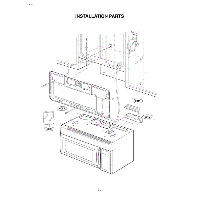 Section 1 Diagram and Parts List for LMV1825SB ABKELGA LG Microwave Oven Combo