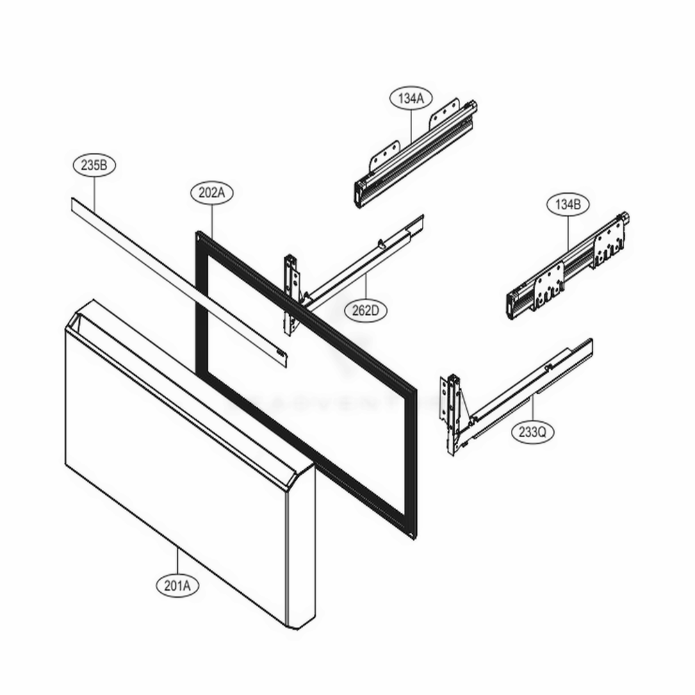 Middle Compartment Door Diagram and Parts List for URETC1408N AGRCNA0 LG Refrigerator