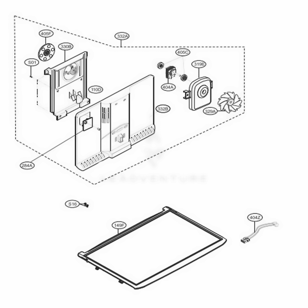 Freezer Part Diagram and Parts List for LTCS24223B AWBCNA3 LG Refrigerator