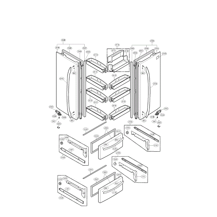 Door Diagram and Parts List for LMC25780SW 00 LG Refrigerator
