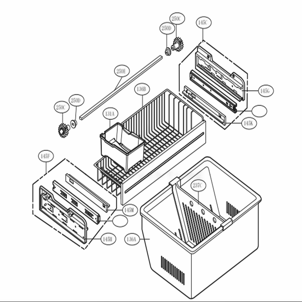 Freezer Parts Diagram and Parts List for 71604 ABICSE3 LG Refrigerator