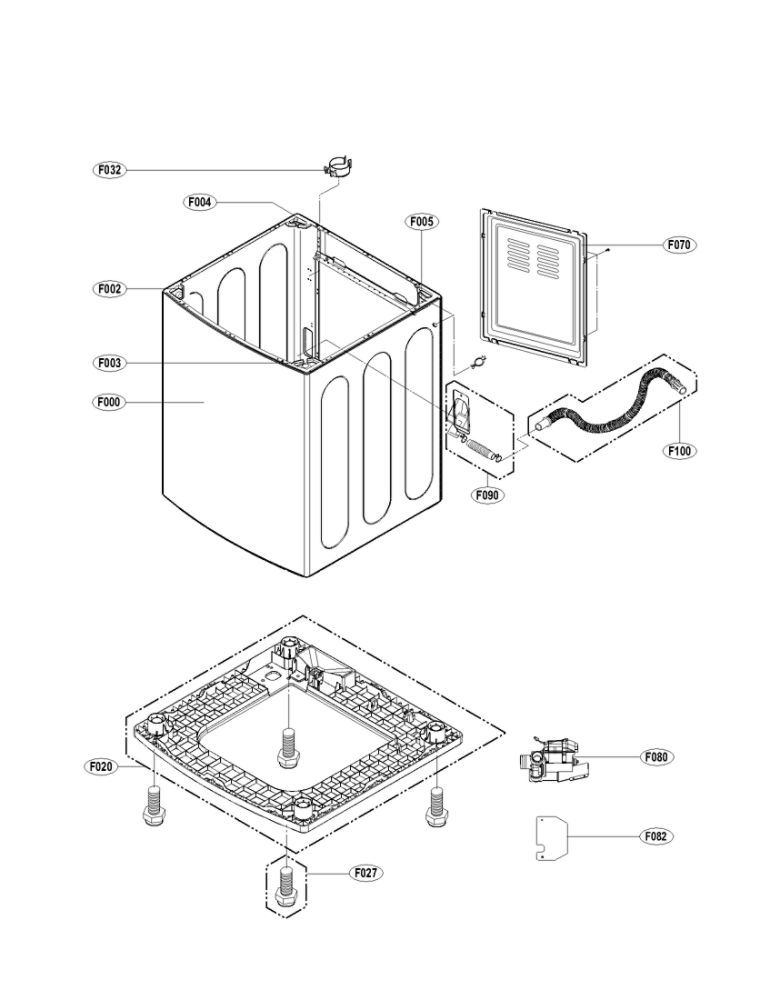 Out Case Assembly Parts Diagram and Parts List for WT4801CW 00 LG Washer