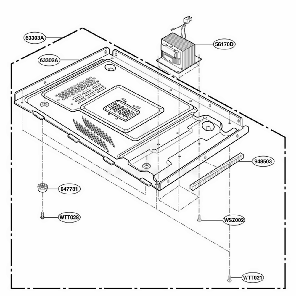 Base Plate Parts Diagram and Parts List for MA1012W CWHEKMT LG Wall Oven