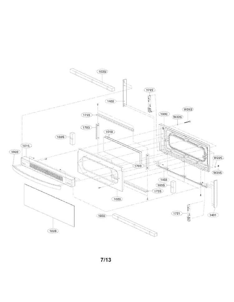 Upper Door Parts Diagram and Parts List for LDG3035SB  LG Range