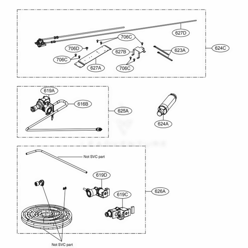 Ice Water Part Diagram and Parts List for SKSFD3604P ASWCNA0 LG Range