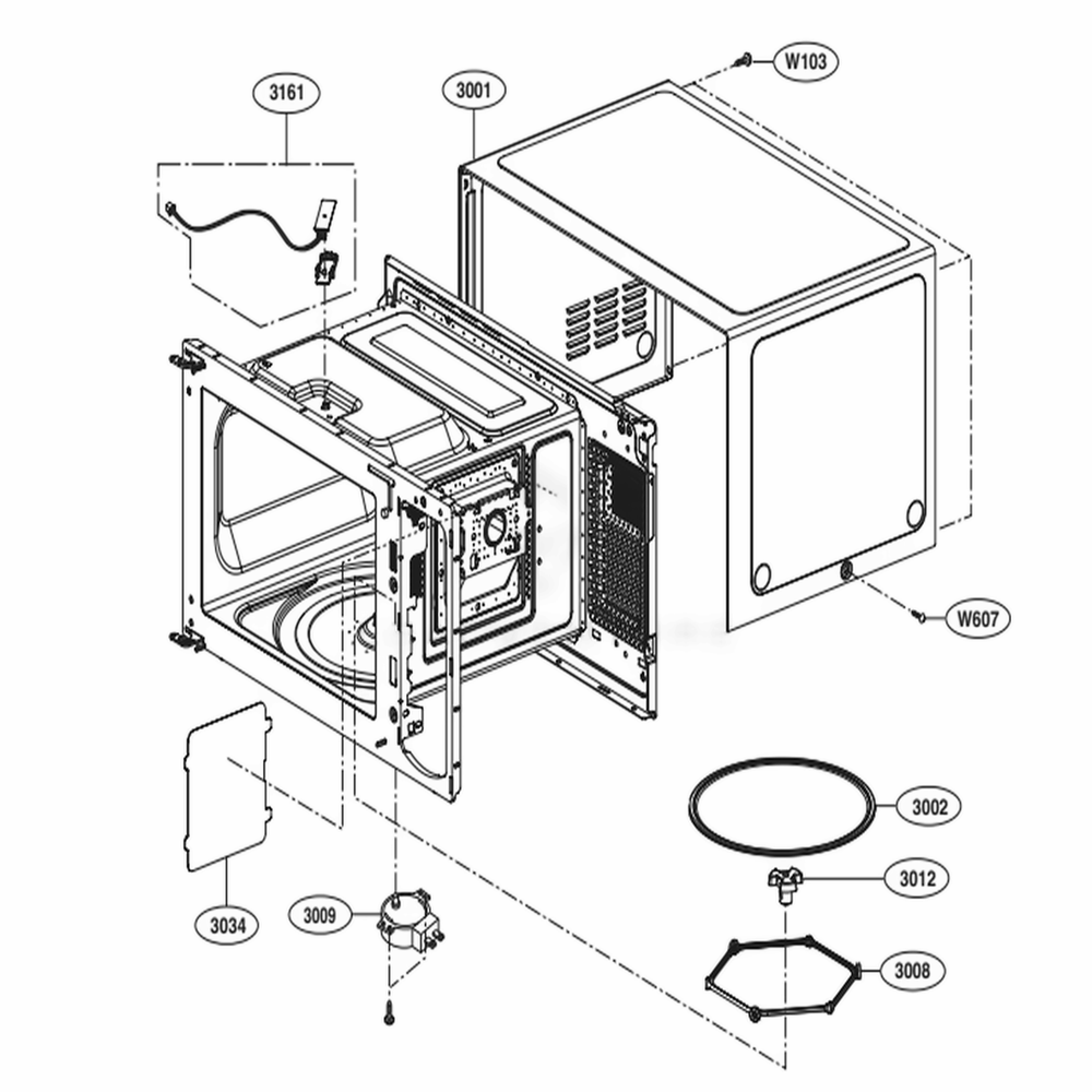 Oven Cavity Parts Diagram and Parts List for LMC0975SB CB1ELNA LG Wall Oven