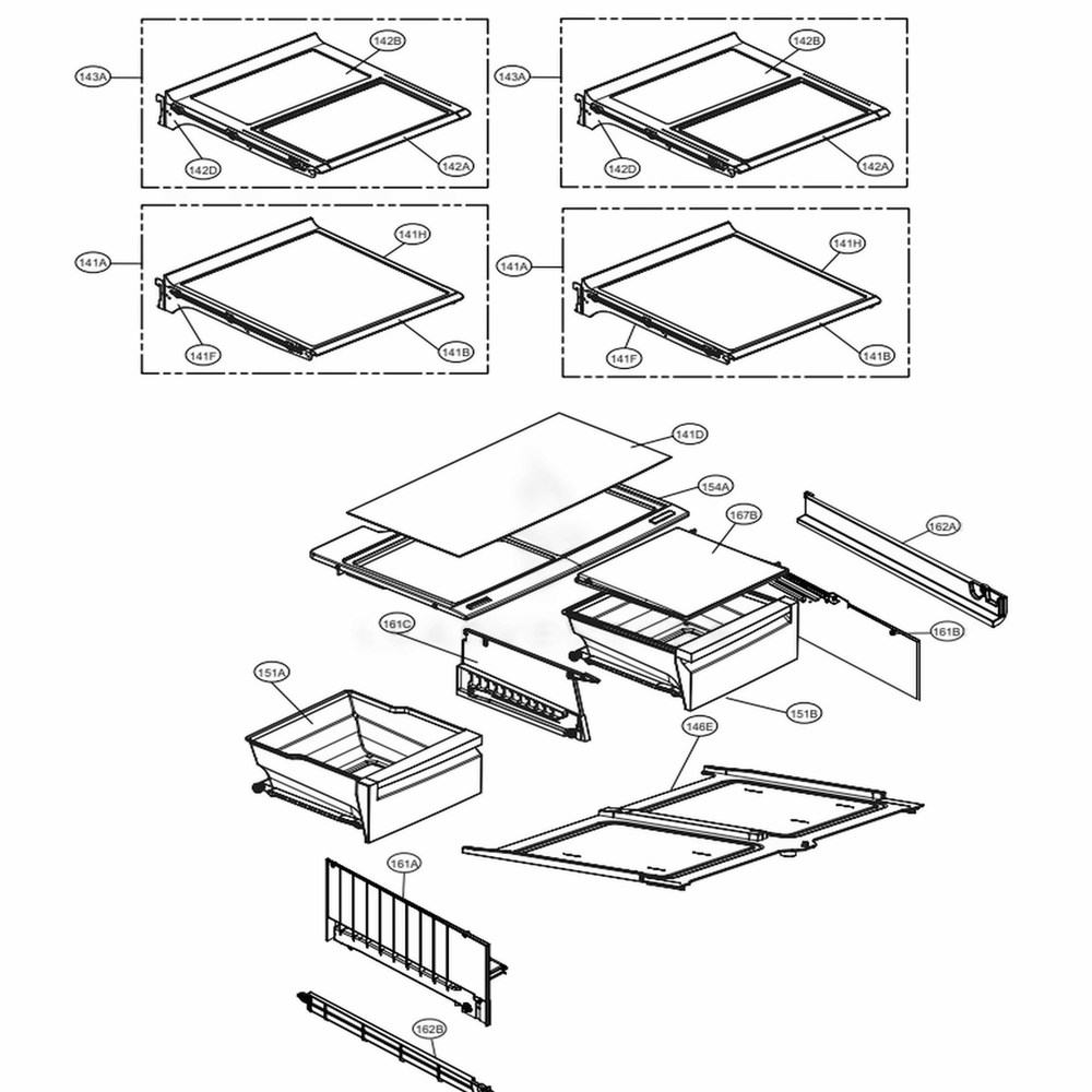 Refrigerator Parts Diagram and Parts List for 72483 ASTCSE2 LG Refrigerator
