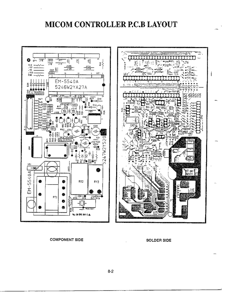 Micom Controller Pcb Layout Diagram and Parts List for MA-972MW  LG Microwave