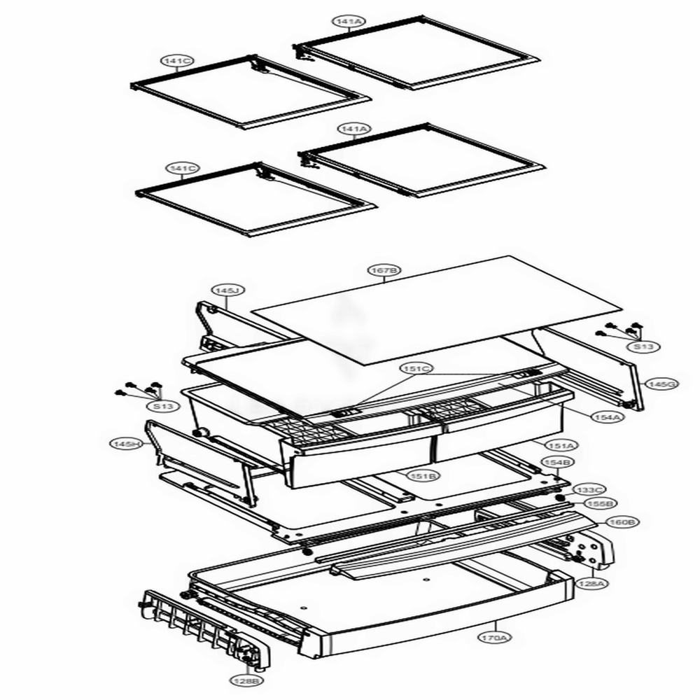 Refrigerator Parts Diagram and Parts List for LFD22786SW ASWCNA1 LG Refrigerator