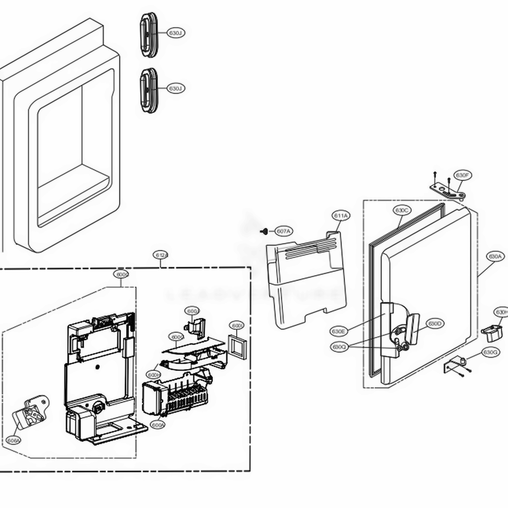 Ice Maker And Ice Bin Parts Diagram and Parts List for LFXS30766S ASTCNA3 LG Refrigerator