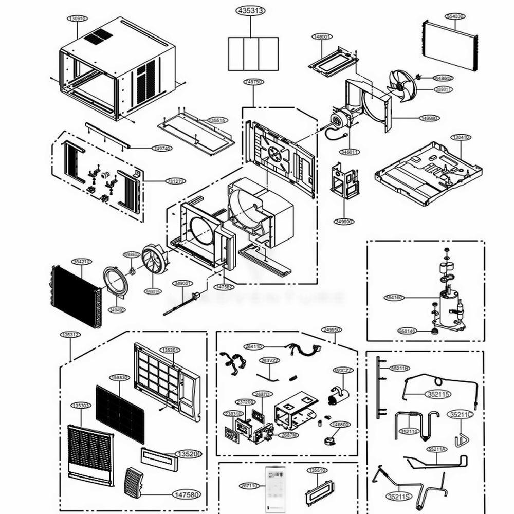 Main Diagram and Parts List for CP18G30B ASWAFRD LG Air Conditioner