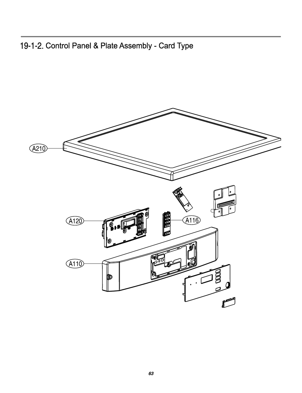 Control Panel And Plate Assembly Card Type Diagram and Parts List for RV1840CD4 ASSEELC LG Dryer
