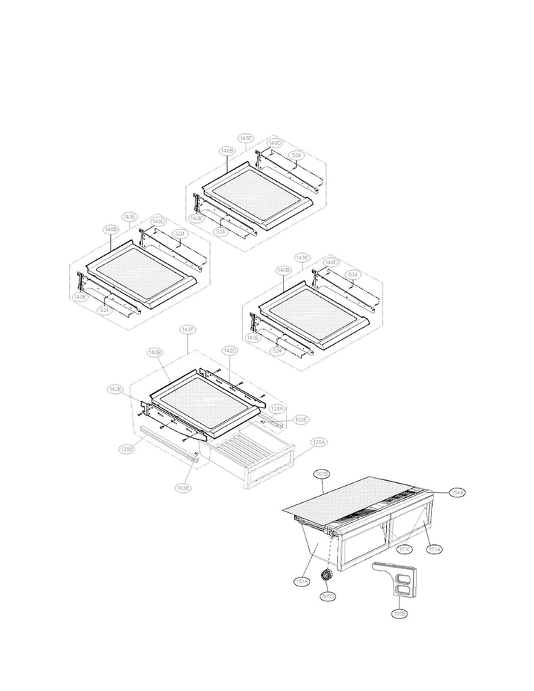 Refrigerator Parts Diagram and Parts List for LFX23961ST 01 LG Refrigerator