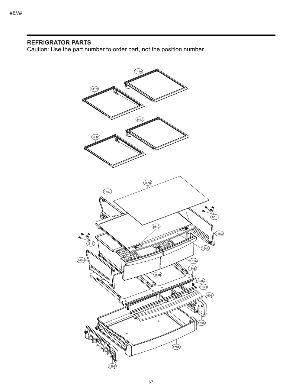 Refrigrator Parts Diagram and Parts List for 71323 ASTCSE5 LG Refrigerator