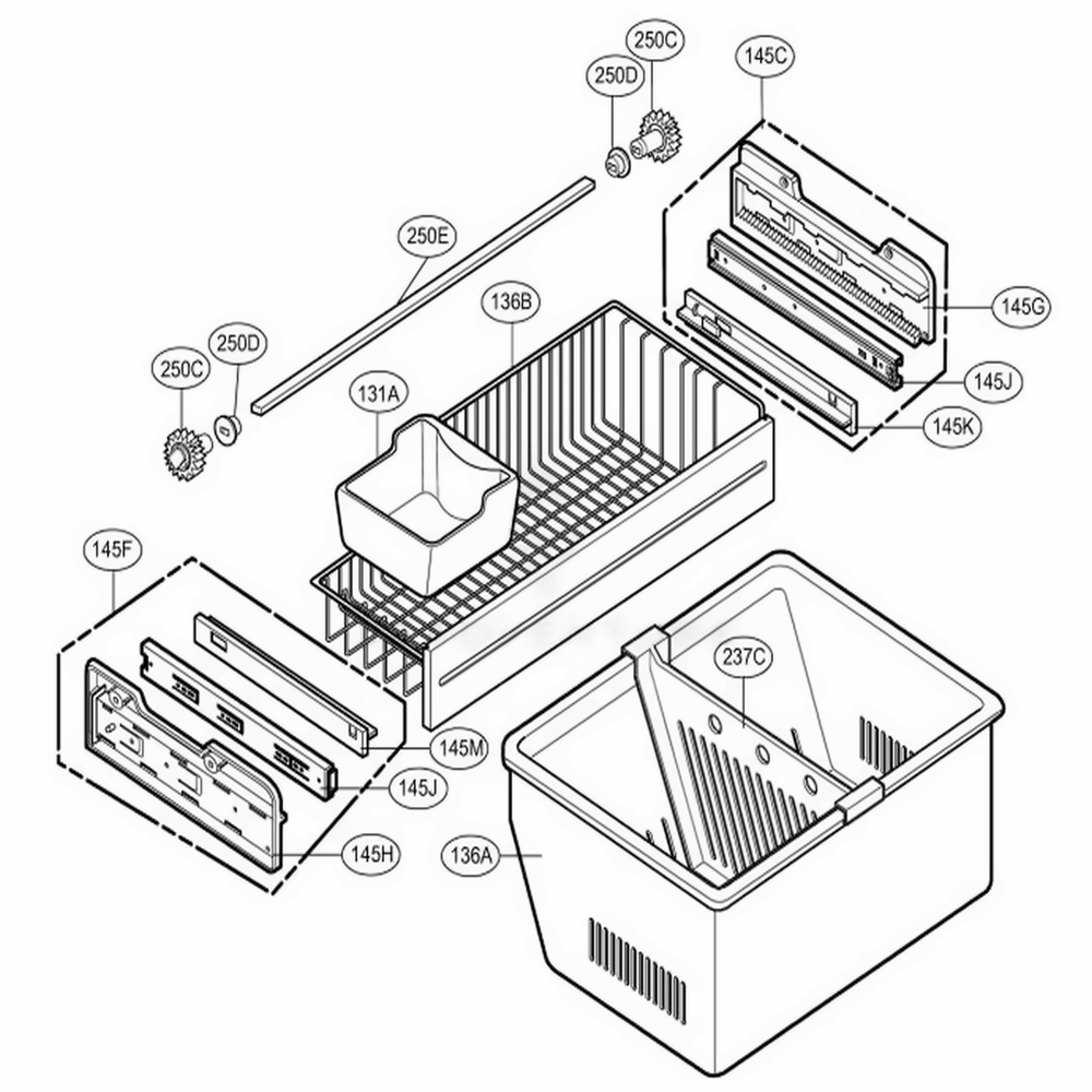 Freezer Parts Diagram and Parts List for 78556 ATI3SEF LG Refrigerator