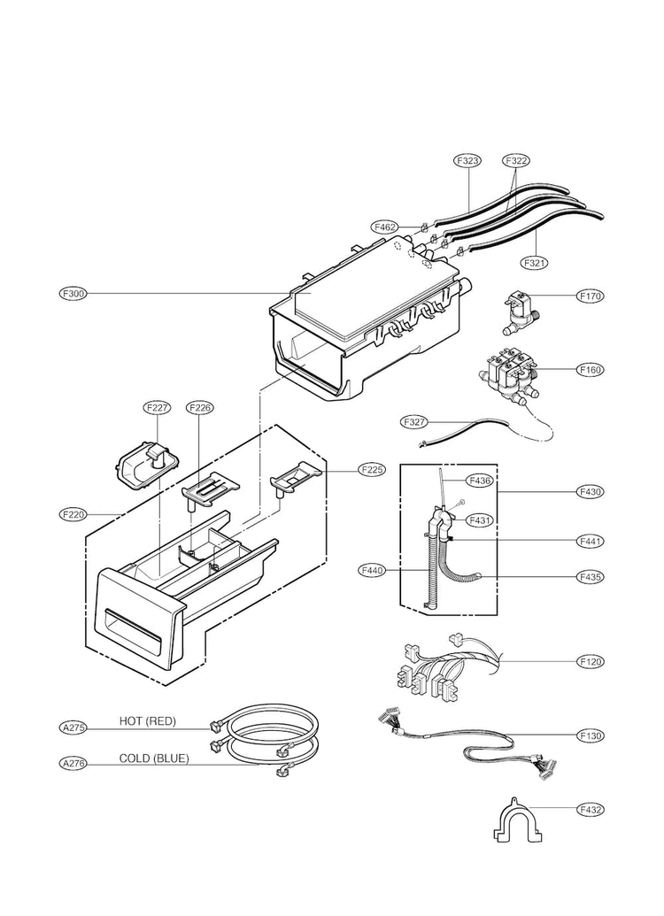 Dispenser Assembly Diagram and Parts List for WM3988HWA  LG Washer