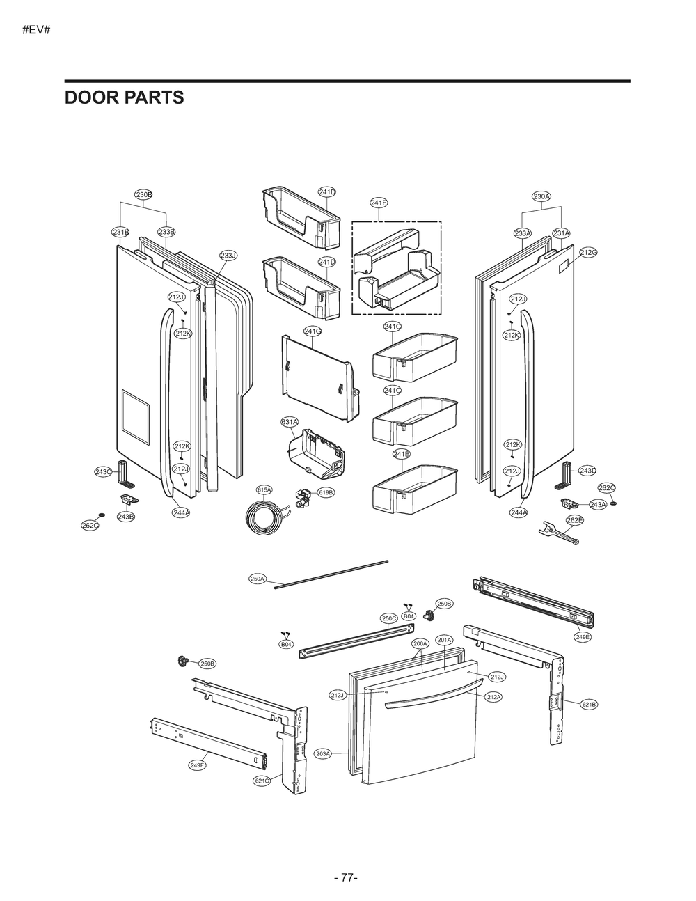 Door Parts Diagram and Parts List for GM-L268NQJP ASWCNA1 LG Refrigerator