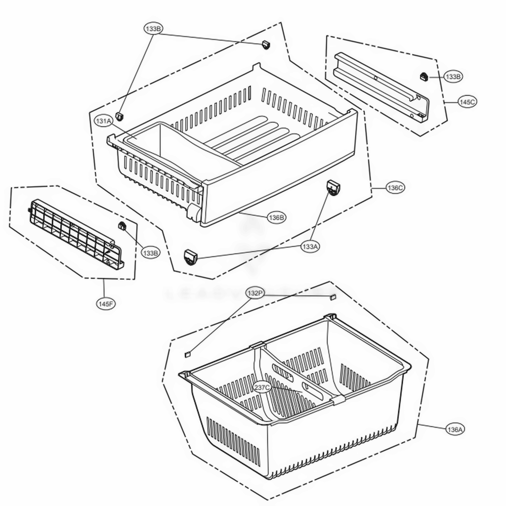 Freezer Parts Diagram and Parts List for LFX28968SW ASWCNA1 LG Refrigerator