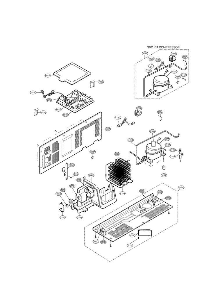 Machine Compartment Diagram and Parts List for LSC27918SW  LG Refrigerator