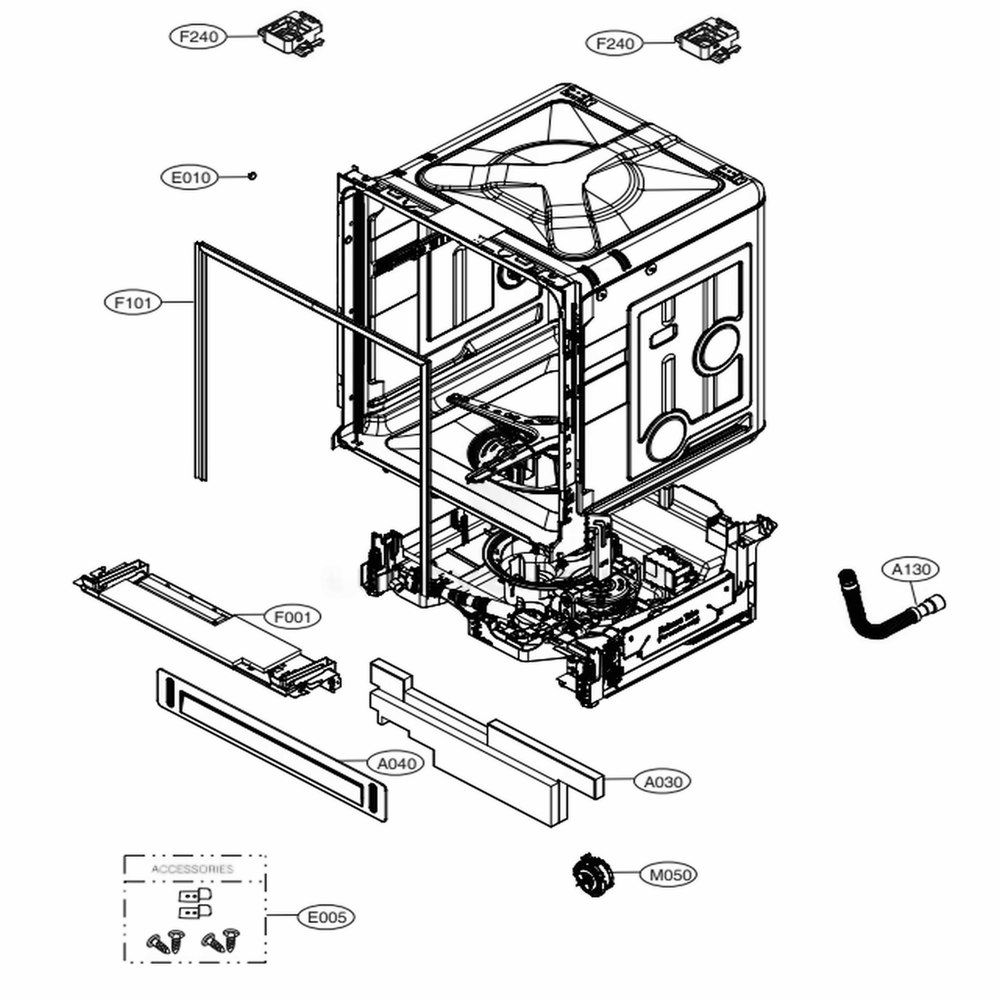 Main Diagram and Parts List for LDP7808BD ABDESNA LG Dishwasher