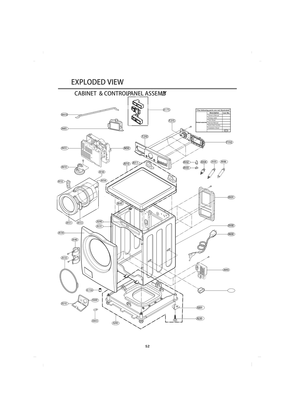 Cabinet And Controppanel Assemb Diagram and Parts List for F14F2CDYP5 ASSEPUS LG Washer