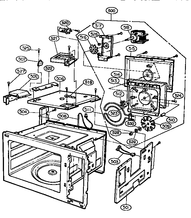 Chamber Gross Assembly Diagram and Parts List for MH-1353M  LG Microwave