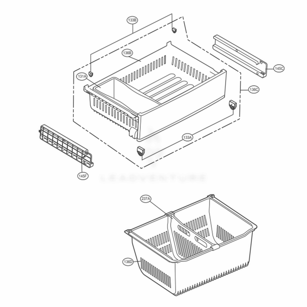 Freezer Parts Diagram and Parts List for LRFXS2503D ASBCNA0 LG Refrigerator