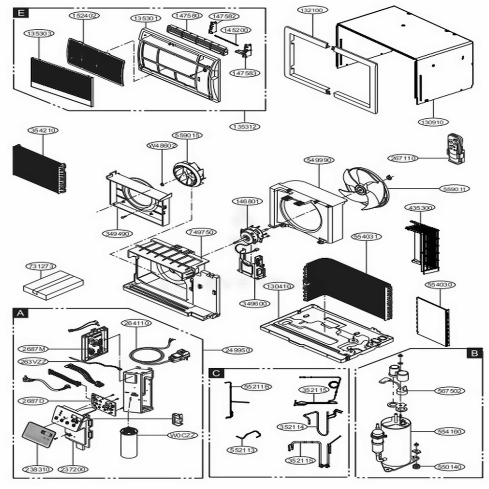 Main Diagram and Parts List for US10D30C ASWAFRD LG Air Conditioner