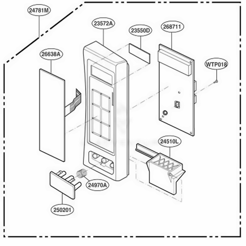 Control Panel Parts Diagram and Parts List for 89030 AMWESEC LG Range