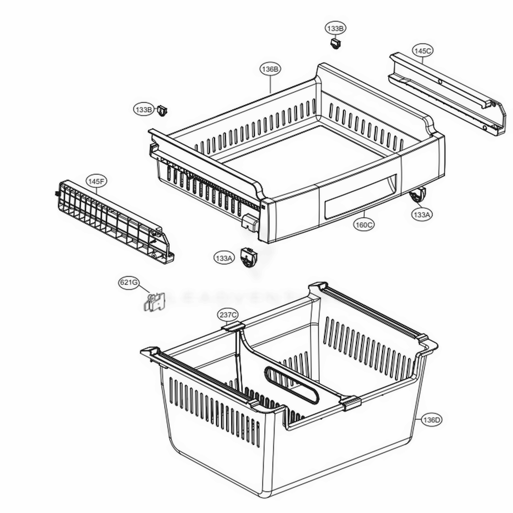 Freezer Parts Diagram and Parts List for LFCS22520D ASBCNA4 LG Refrigerator