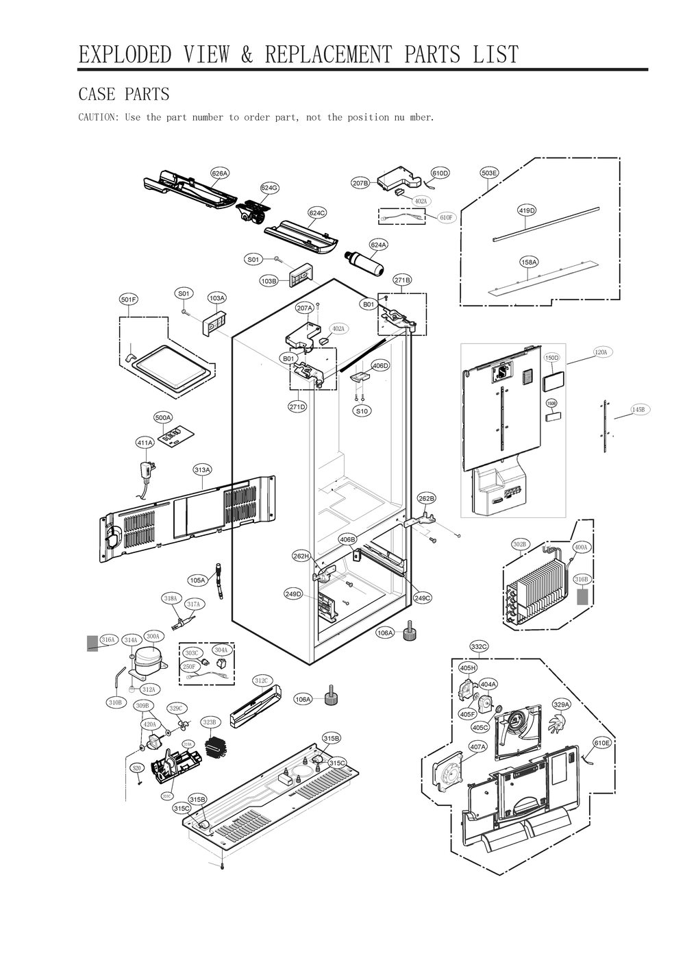 Case Parts Diagram and Parts List for GC-X268NMSM AMTCNA0 LG Refrigerator