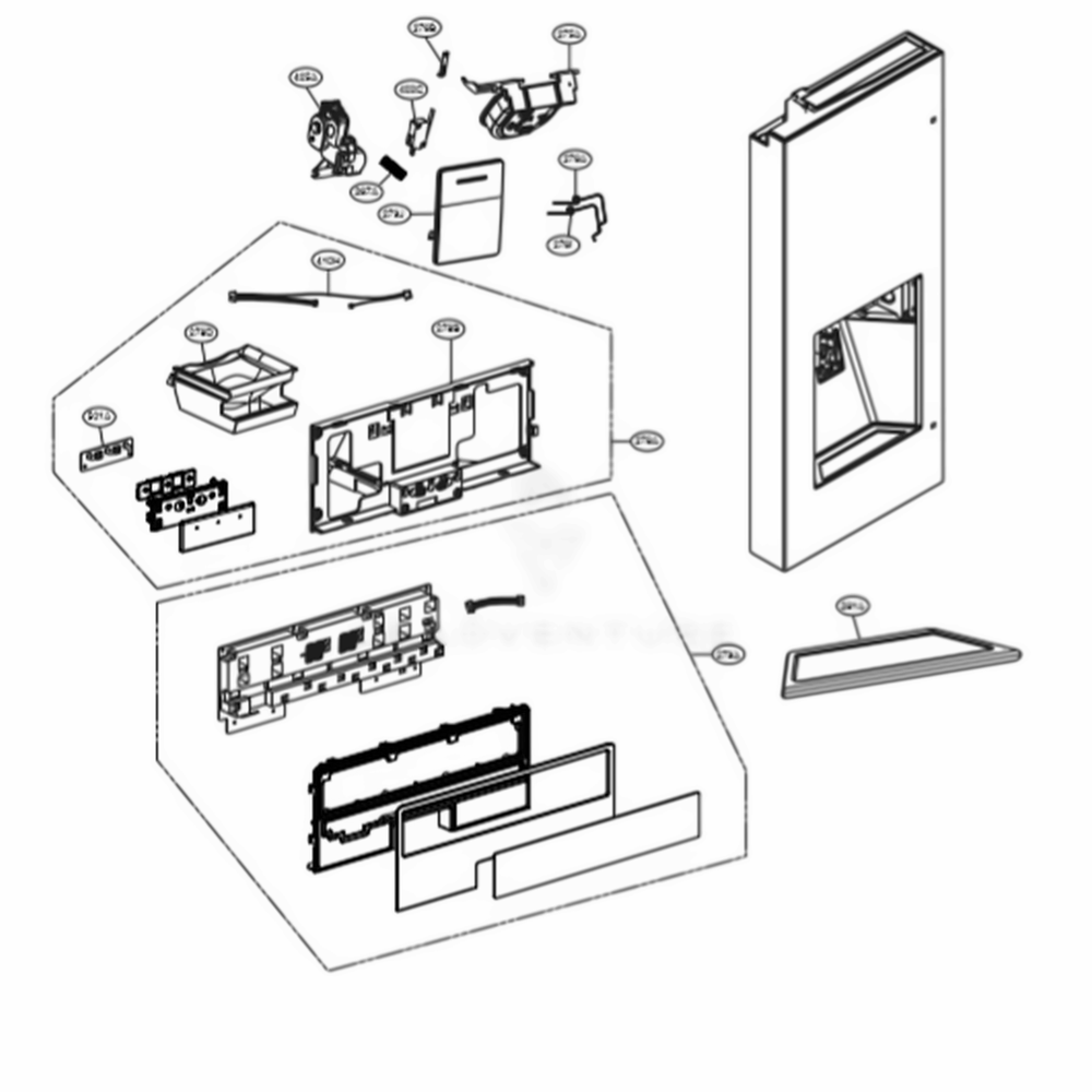 Dispenser Parts Diagram and Parts List for LSFXC2476S ASTCNA0 LG Refrigerator