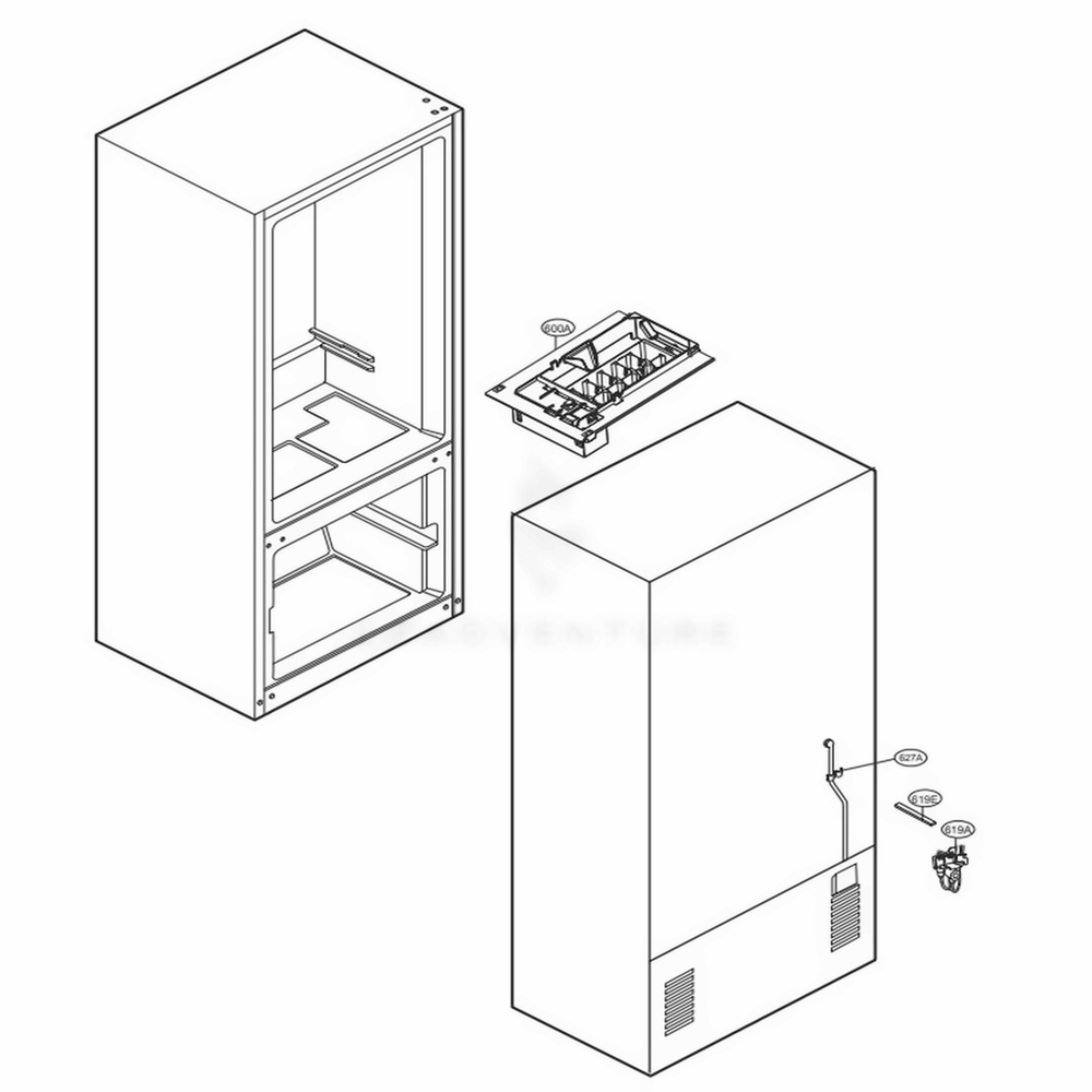 Ice Maker Parts Diagram and Parts List for LFC24770ST ASTCNA2 LG Refrigerator
