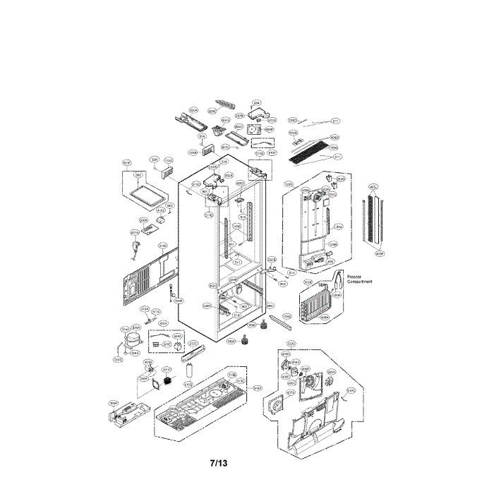 Case Diagram and Parts List for LFX29927ST 00 LG Refrigerator
