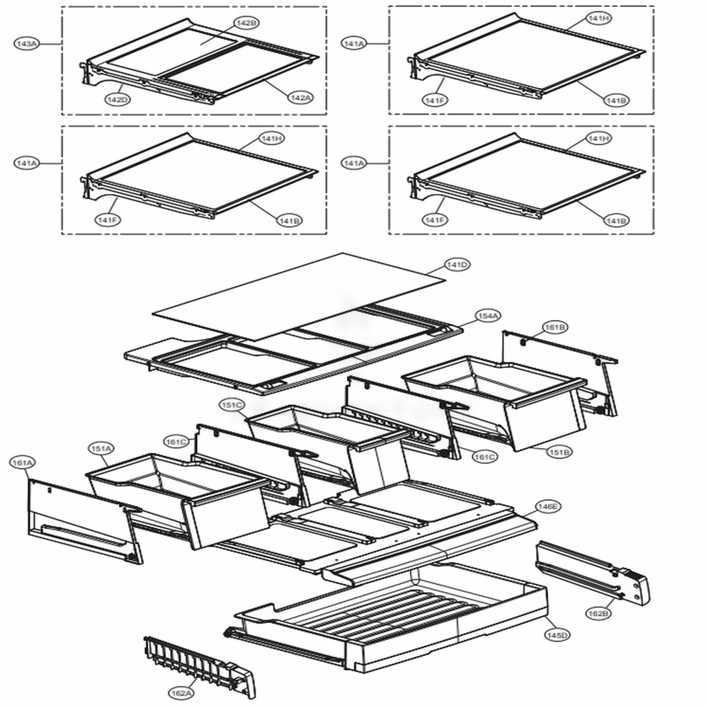 Refrigerator Parts Diagram and Parts List for LFXC24726D ASBCNA2 LG Refrigerator
