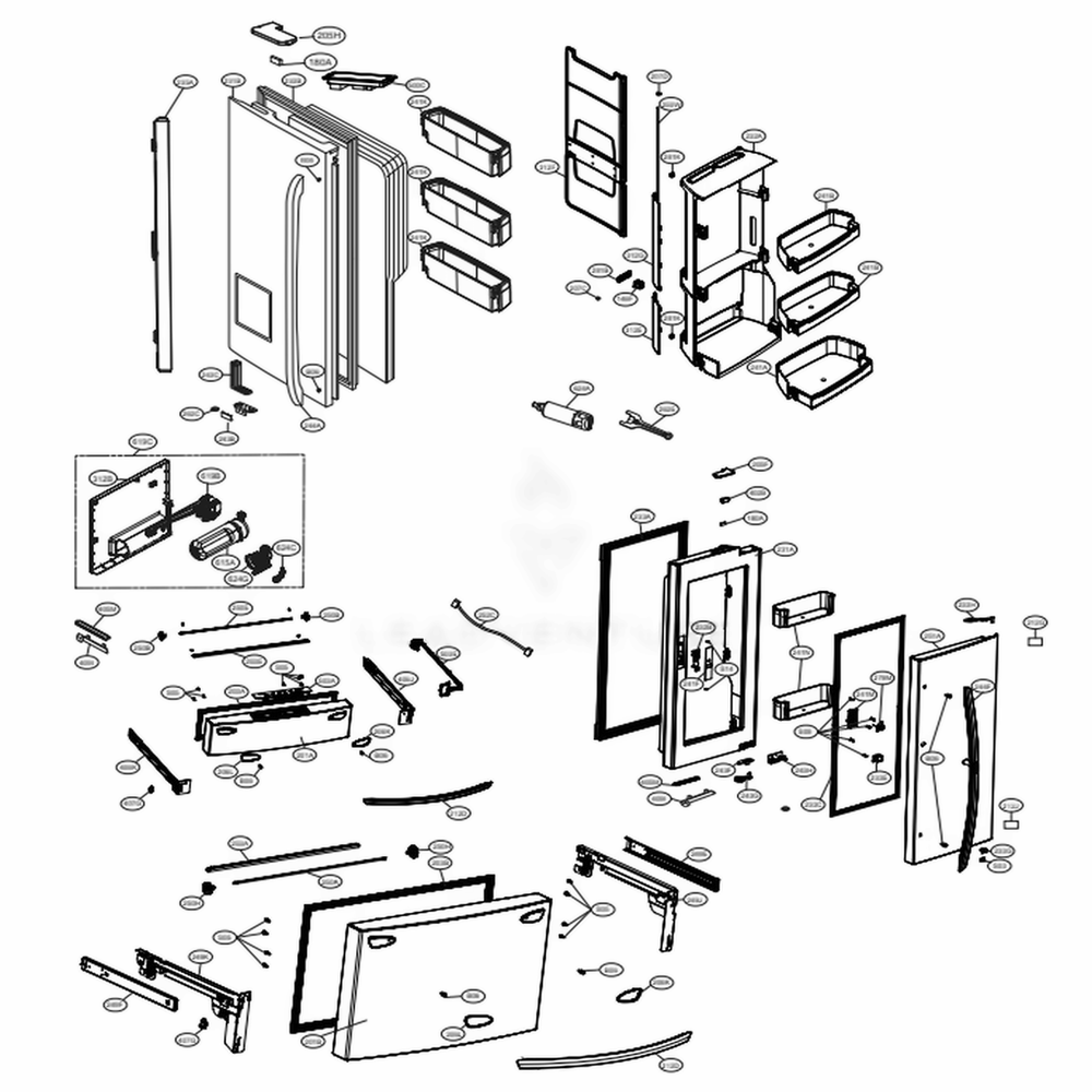 Door Parts Diagram and Parts List for LMXS30776S ASTCNA5 LG Refrigerator