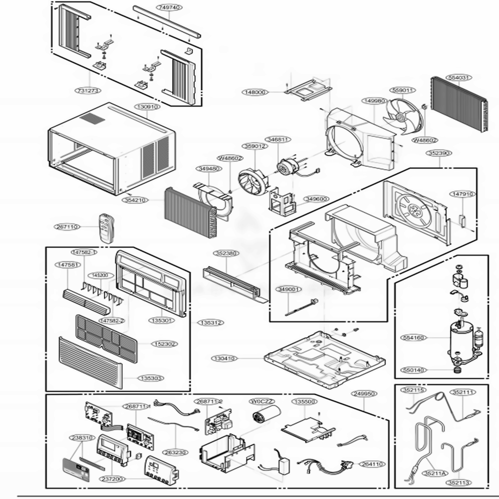 Main Diagram and Parts List for LW1811ER AWYAHDP LG Air Conditioner