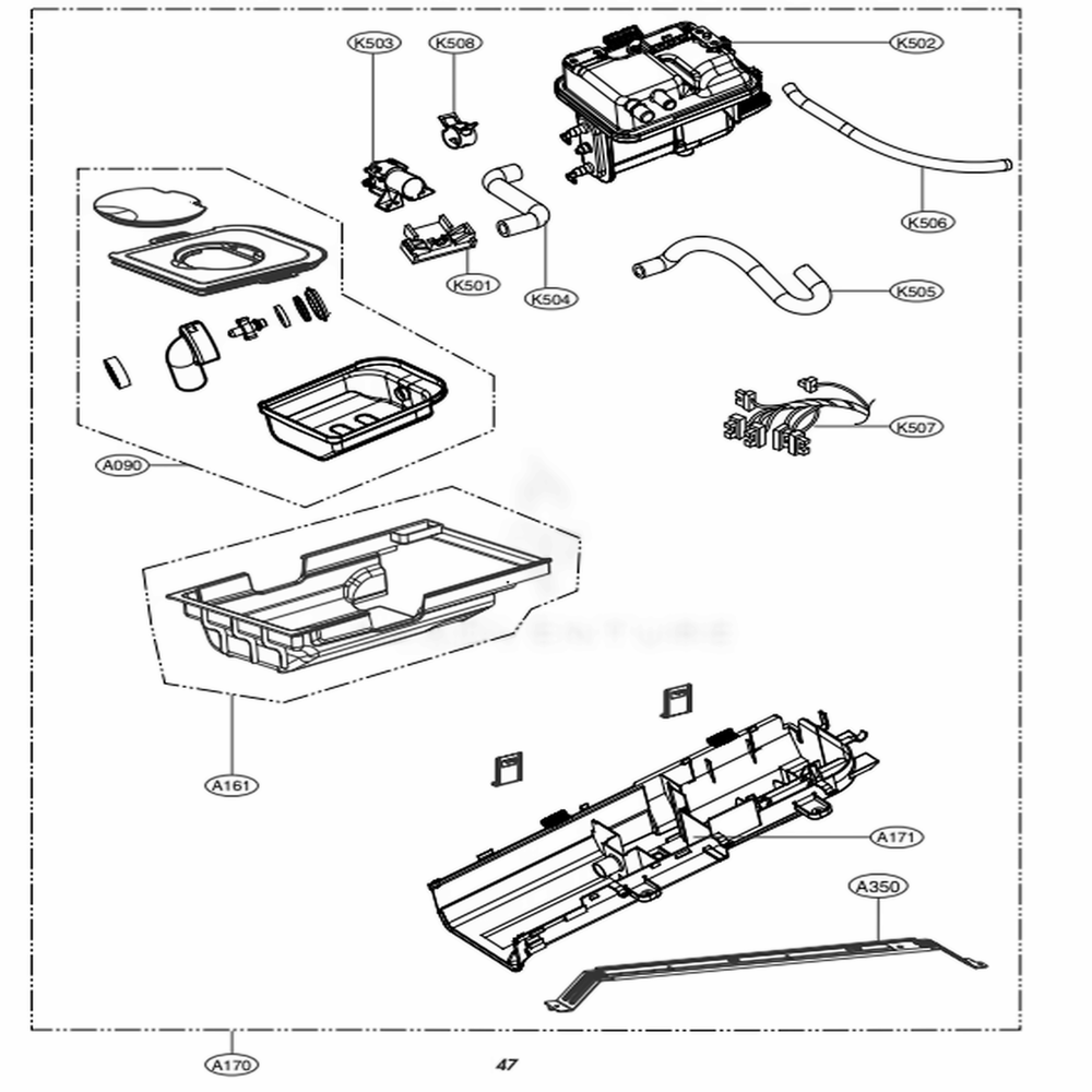 Guide Assembly Diagram and Parts List for DLGX5681W ABWEEUS LG Dryer