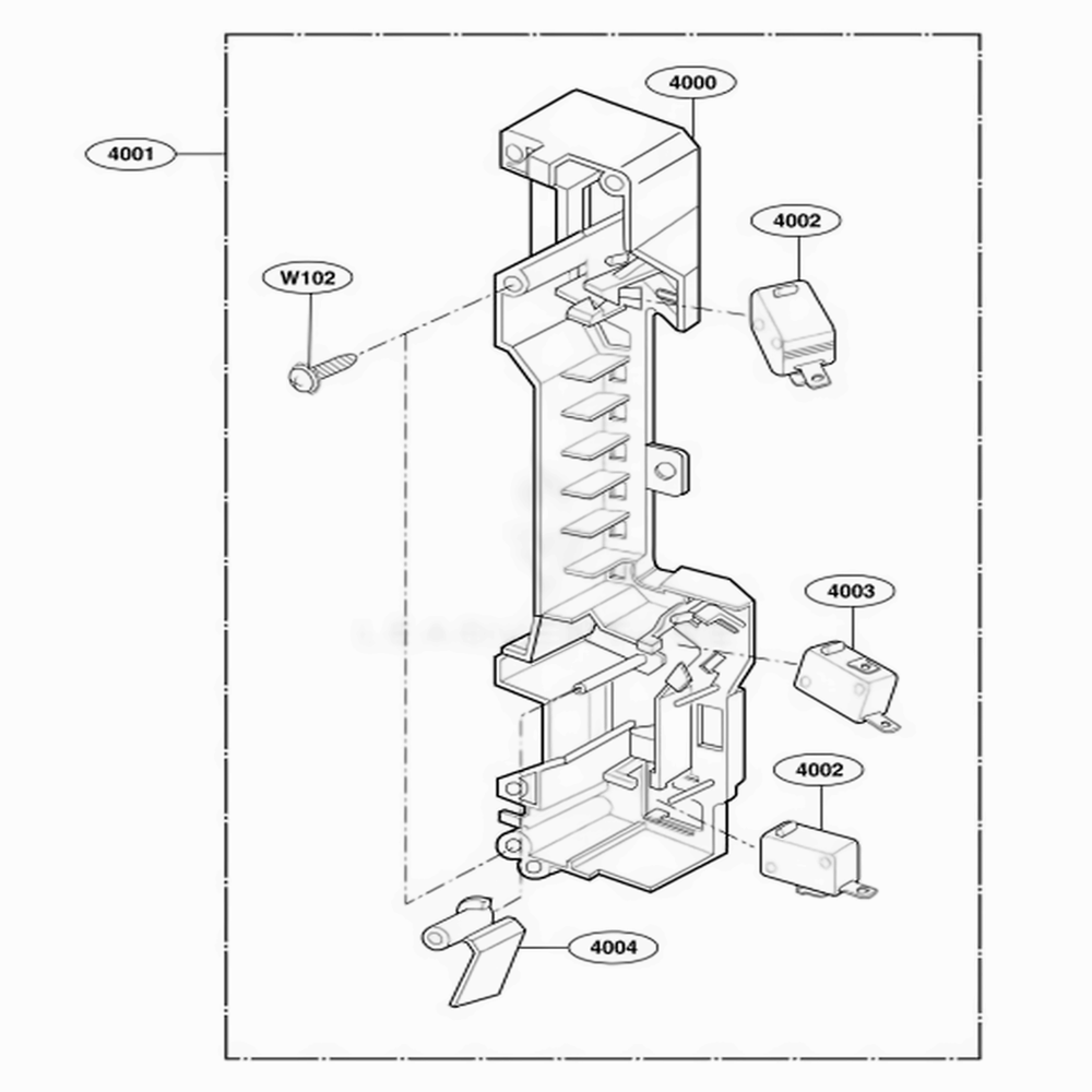 Latch Board Parts Diagram and Parts List for 85032 CW1ESEA LG Wall Oven