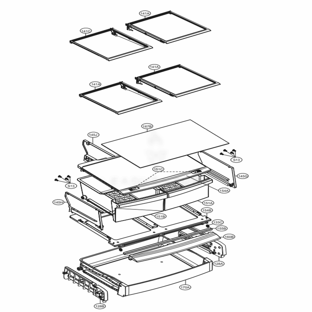 Refrigerator Parts Diagram and Parts List for LFCS22520S ASTCNA4 LG Refrigerator