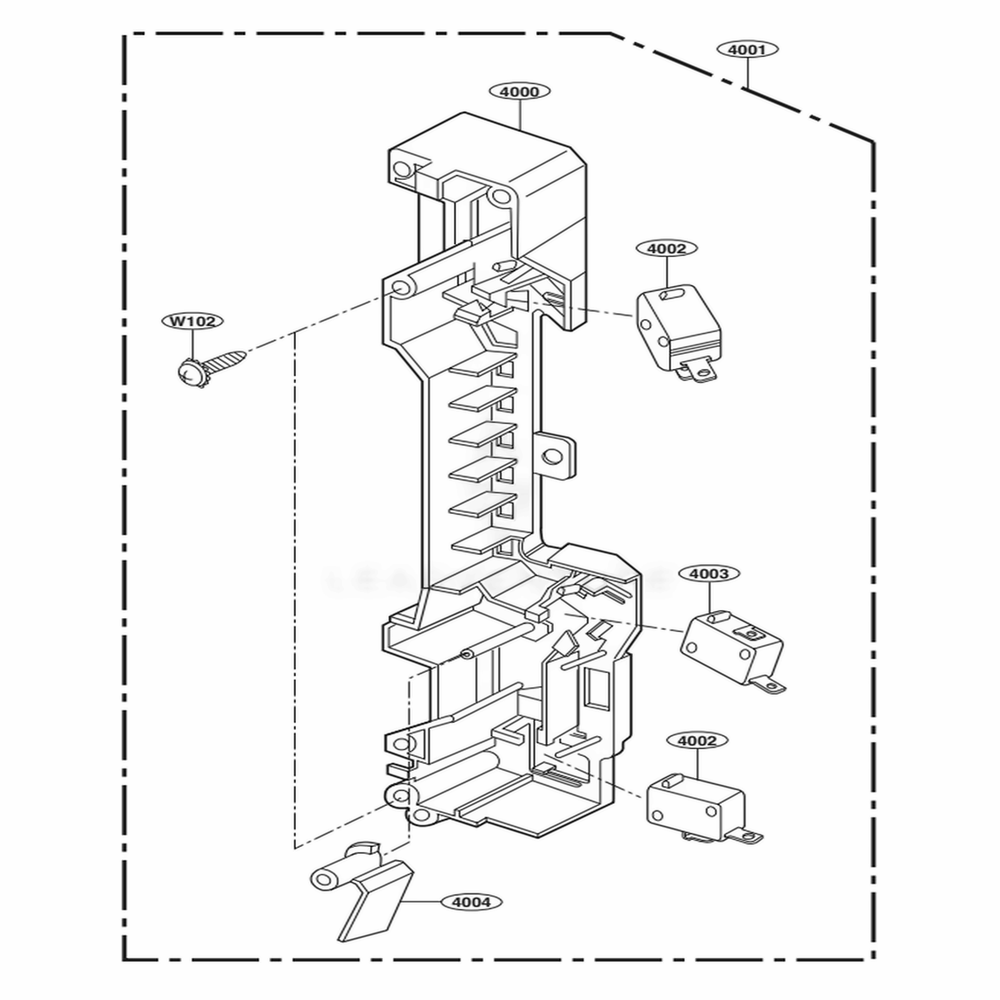 Latch Board Parts Diagram and Parts List for UPMC3084ST CSBESGN LG Microwave
