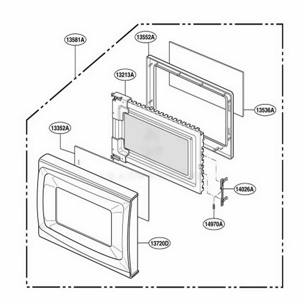 Door Parts Diagram and Parts List for JES638WD01 CWHEGEU LG Range