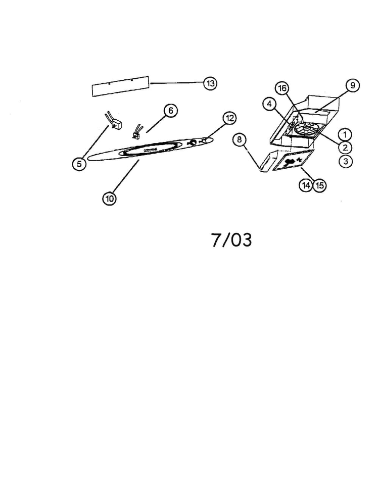 Motor/grille Diagram and Parts List for 23352152000  Kenmore Range Hood
