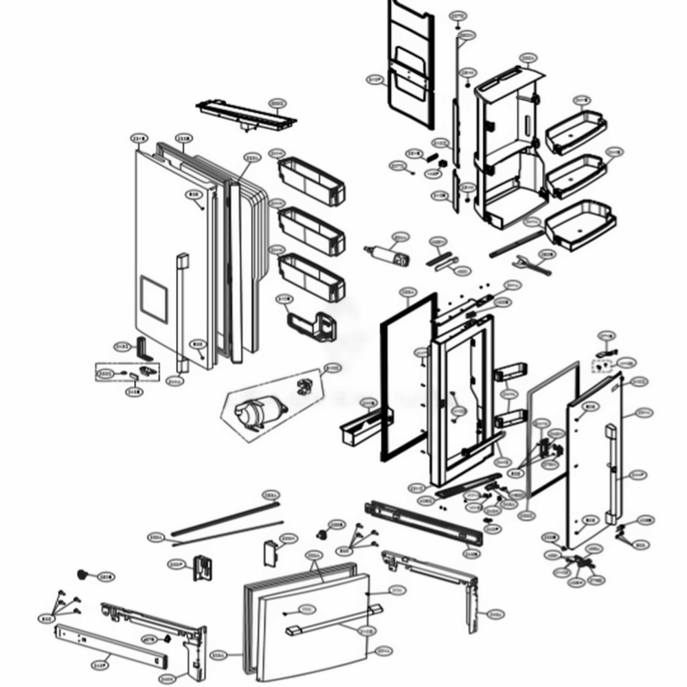 Door Parts Diagram and Parts List for LSFXC2476S ASTCNA1 LG Refrigerator