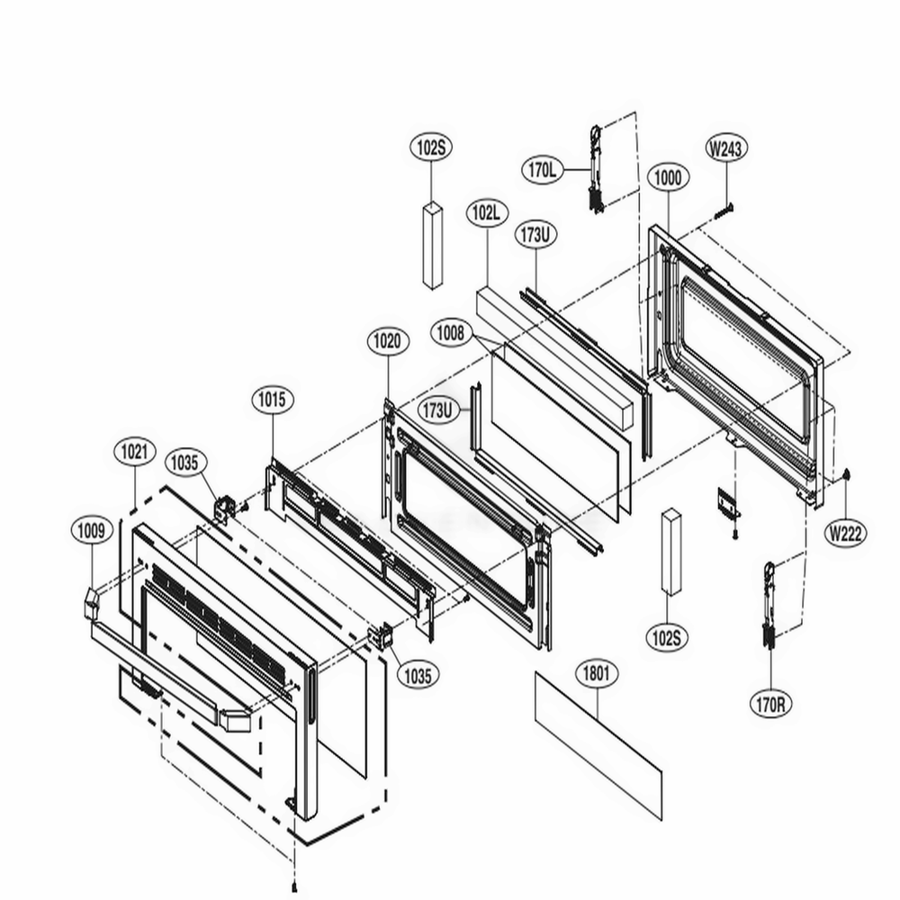 Upper Door Parts Diagram and Parts List for LTE4815BD ABDLLGA LG Range