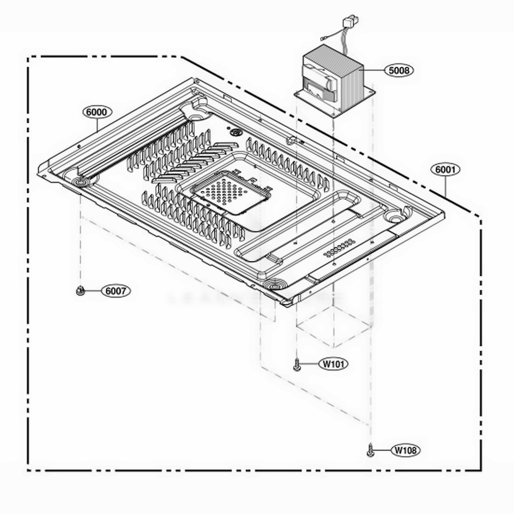 Base Plate Parts Diagram and Parts List for 79159 CBKESEA LG Range