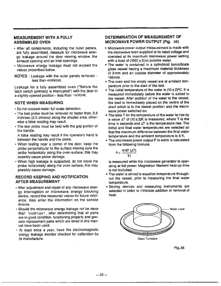 Measuring Microwave Leakage Page 2 Diagram and Parts List for MA-1554M  LG Microwave
