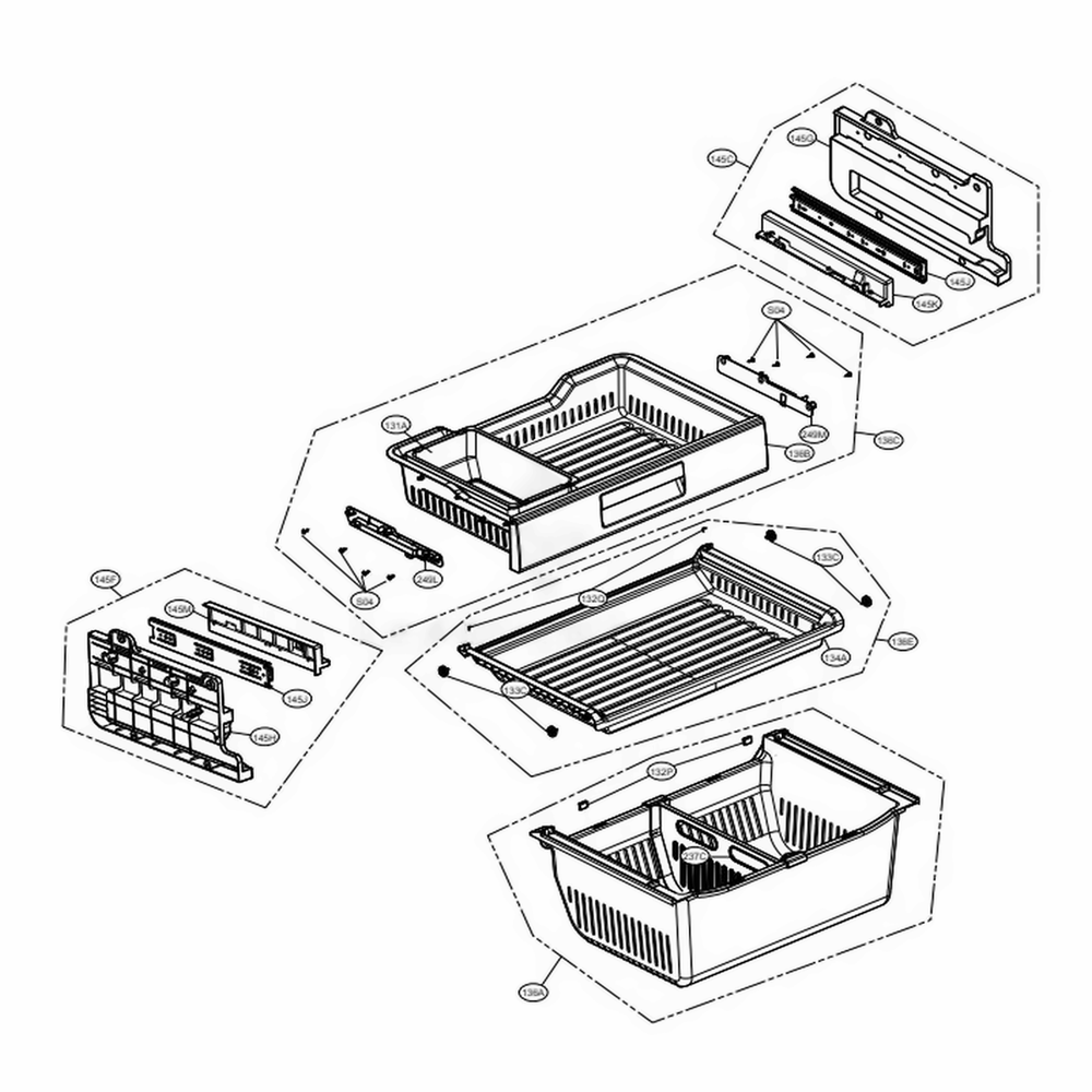 Freezer Parts Diagram and Parts List for LFXS30766S ASTCNA1 LG Refrigerator